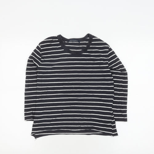 French Connection Women's Black Striped Pullover Jumper Size 12
