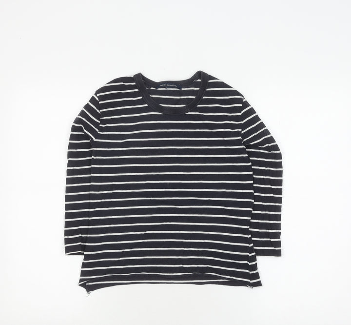 French Connection Women's Black Striped Pullover Jumper Size 12