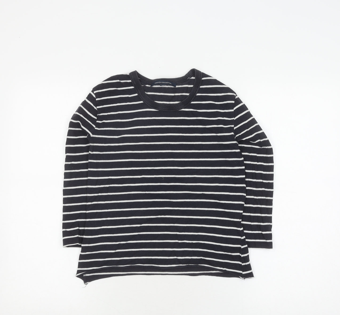 French Connection Women's Black Striped Pullover Jumper Size 12