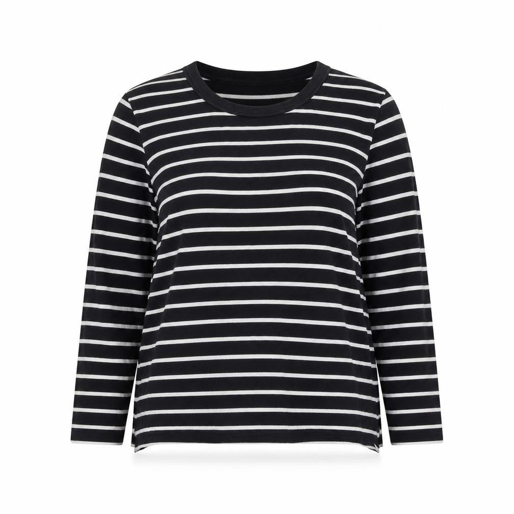 Front view of French Connection Women's Black Striped jumper, size 12