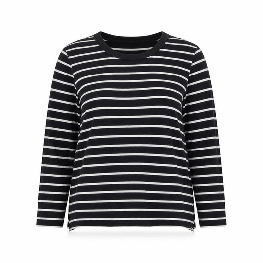 Front view of French Connection Women's Black Striped jumper, size 12