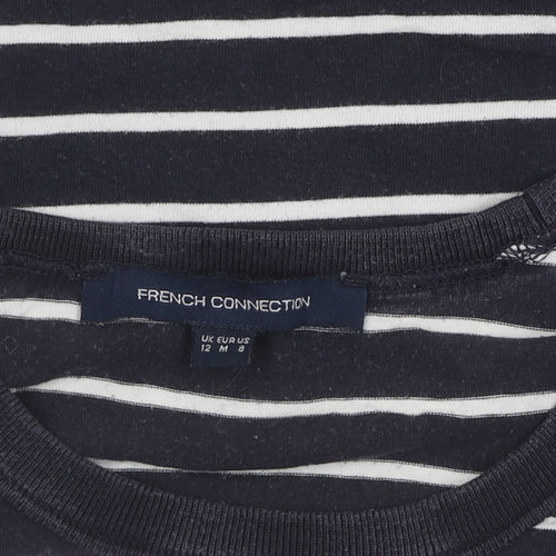French Connection Women's Black Striped Pullover Jumper Size 12