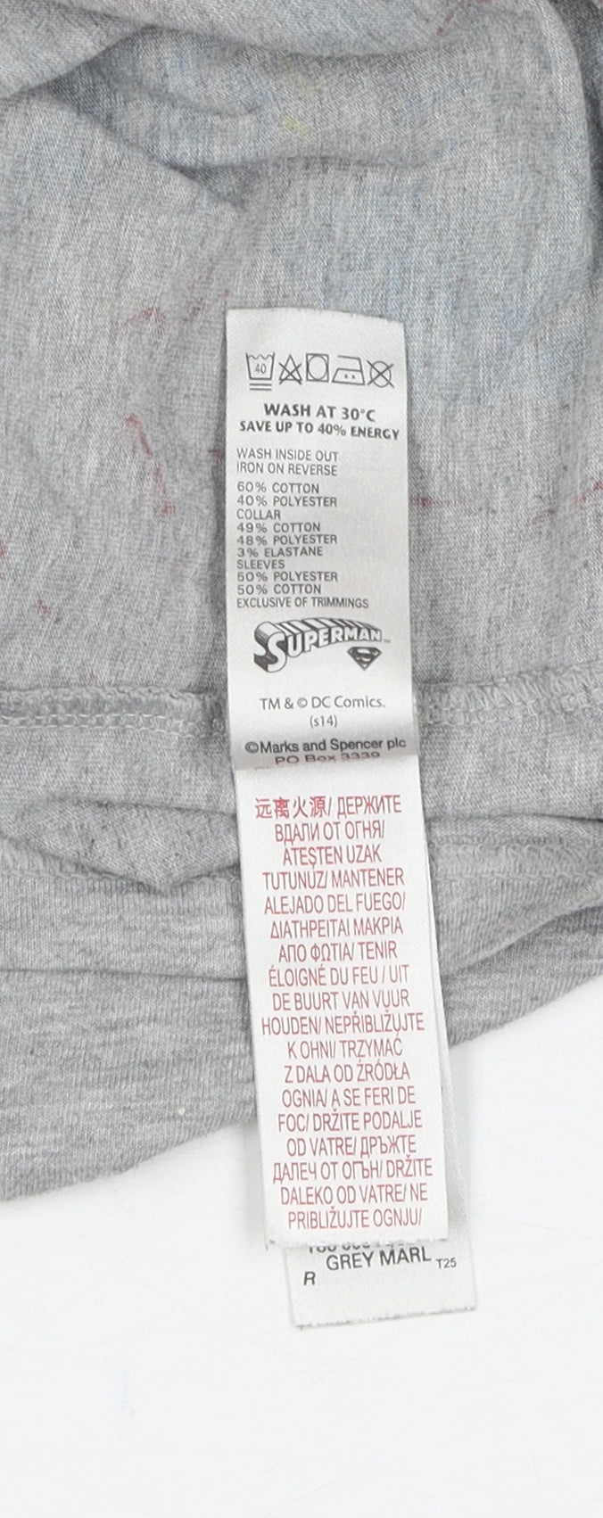 Marks and Spencer Boys Superman Grey T-Shirt 9-10 Years