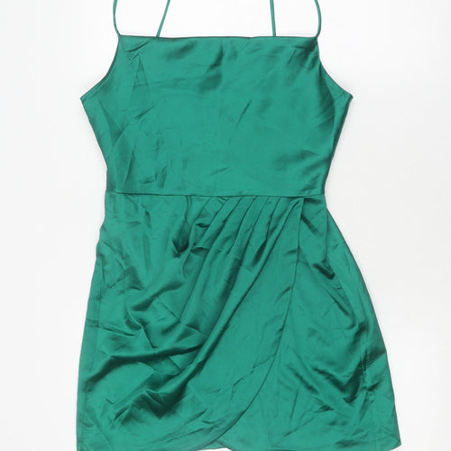 Zara Green Slip Dress Women Medium, Casual Party