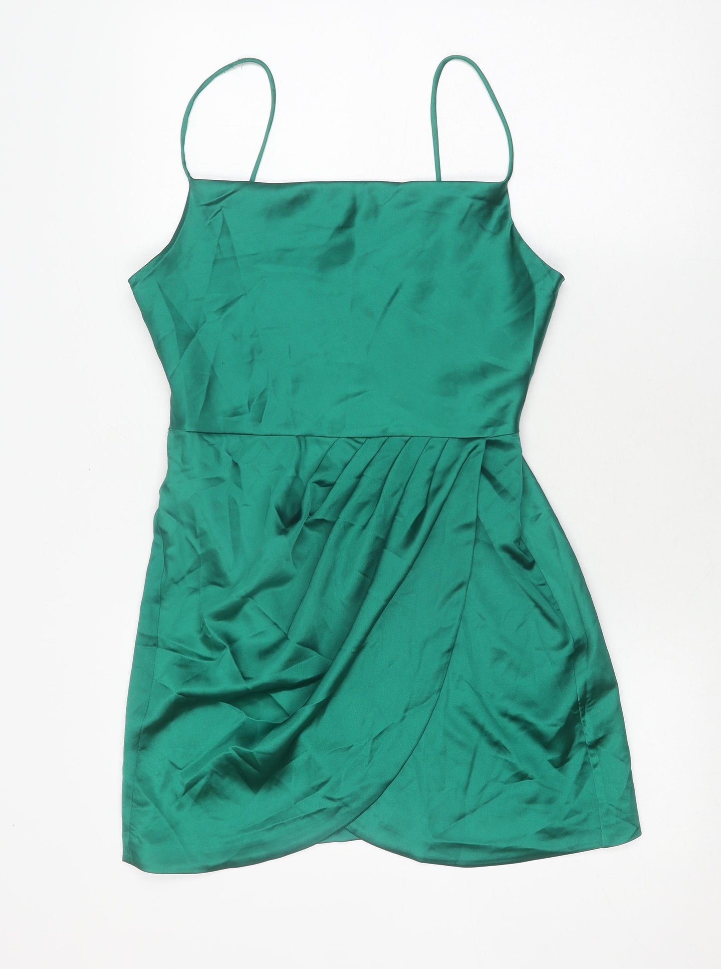 Zara Green Slip Dress Women Medium, Casual Party