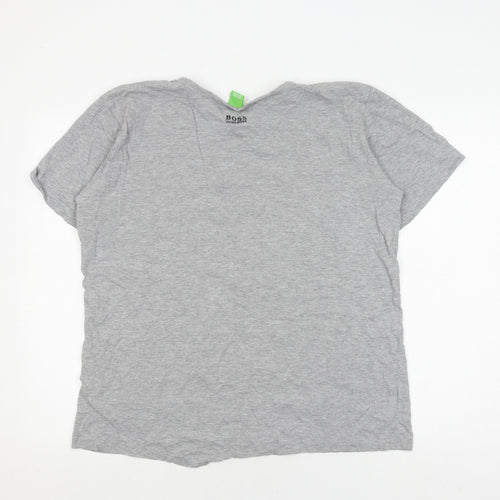 Hugo Boss Men's Grey Logo T-Shirt, Size Large, Crew Neck, Cotton