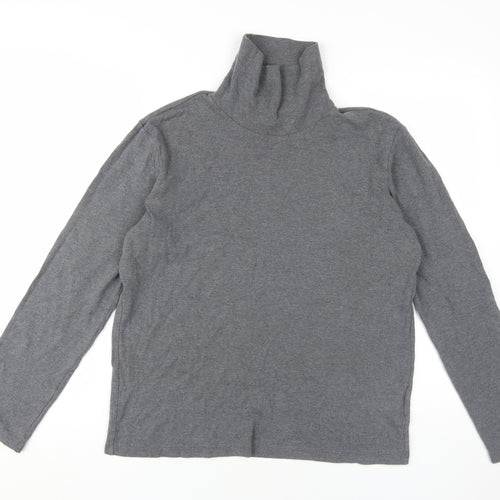 Uniqlo Grey Long Sleeve High Neck Jersey T-Shirt M