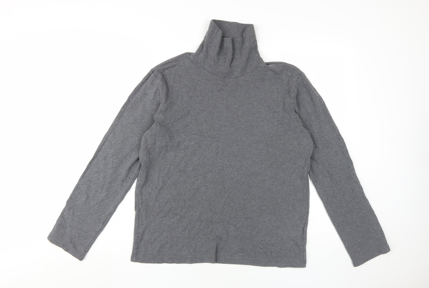 Uniqlo Grey Long Sleeve High Neck Jersey T-Shirt M