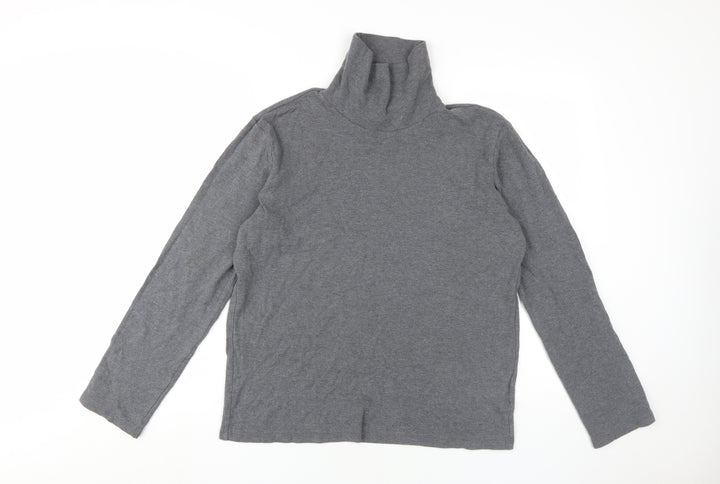 Uniqlo Grey Long Sleeve High Neck Jersey T-Shirt M