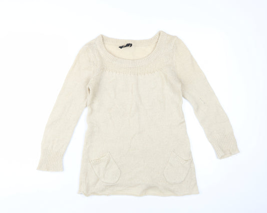 Topshop Women Beige Pullover Jumper Size 8