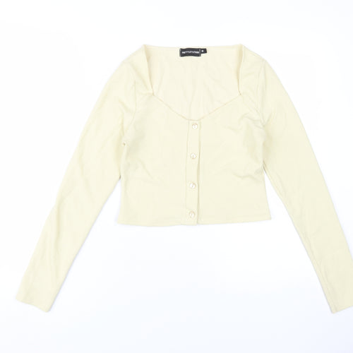 PrettyLittleThing Women's Beige Cropped Button-Up
