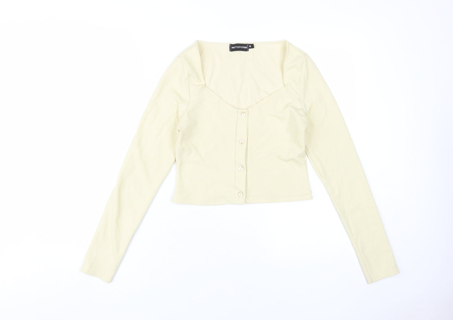 PrettyLittleThing Women's Beige Cropped Button-Up
