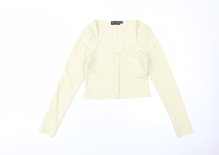 PrettyLittleThing Women's Beige Cropped Button-Up
