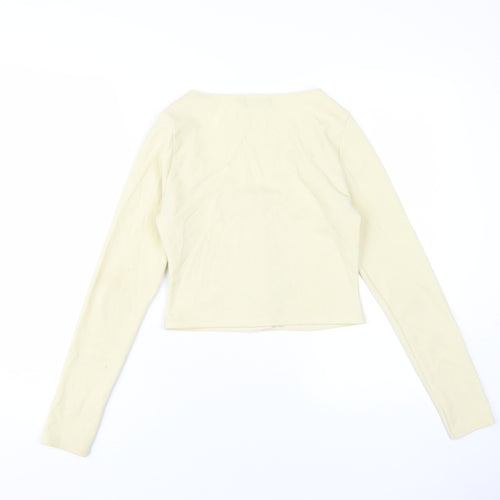 PrettyLittleThing Women's Beige Cropped Button-Up