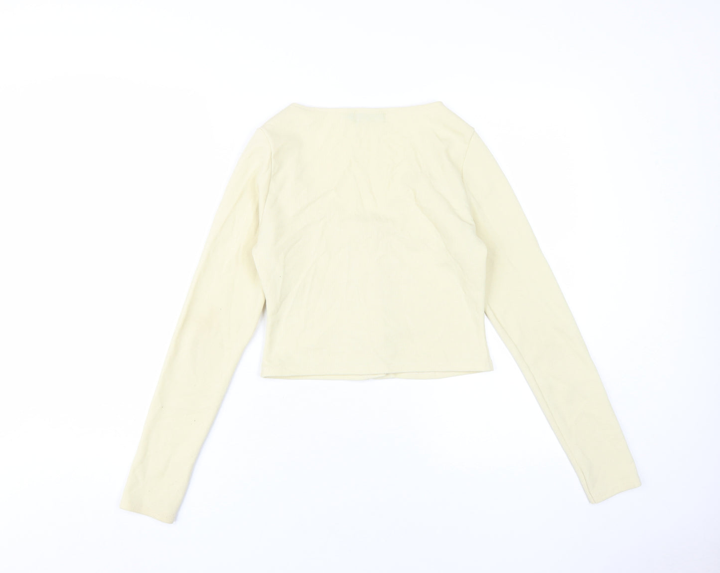 PrettyLittleThing Women's Beige Cropped Button-Up