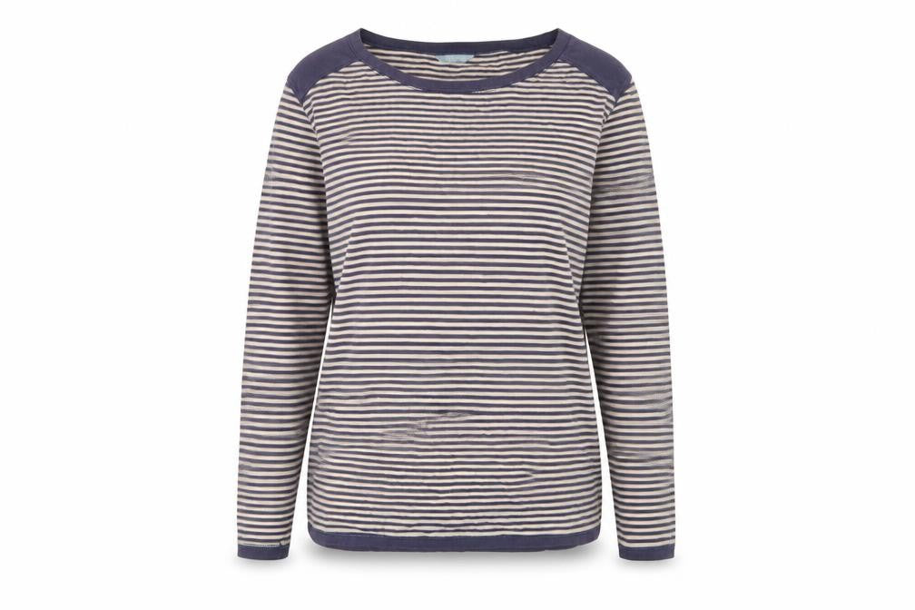 Front view of Marks & Spencer Women's Striped Jersey Boat Neck Top