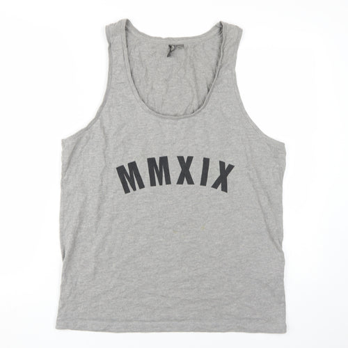 ASOS Men's Grey Sleeveless T-Shirt, Size L, Graphic Print