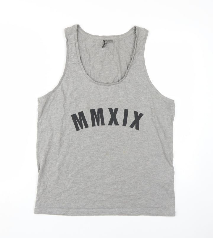 ASOS Men's Grey Sleeveless T-Shirt, Size L, Graphic Print