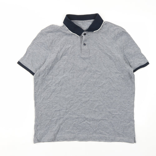 Marks and Spencer Men's Grey Polo Shirt L Cotton