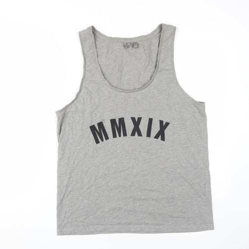ASOS Grey Men's Sleeveless Logo T-Shirt, Size L