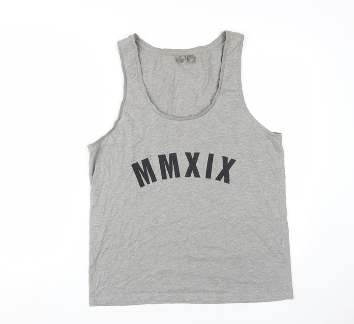 ASOS Grey Men's Sleeveless Logo T-Shirt, Size L