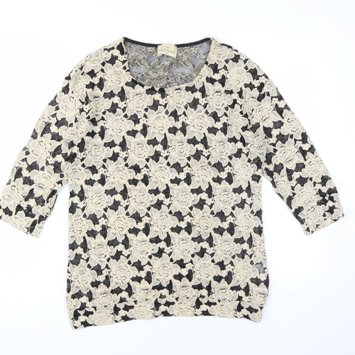 Next Women's Black Floral Lace Top Size 10