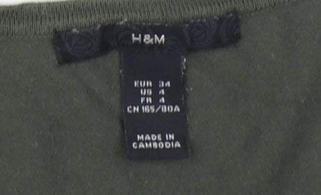 H&M Women's Green V-Neck Cardigan Size 6