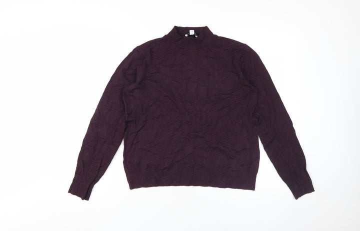 Warehouse Women's Purple Mock Neck Jumper, Size 12
