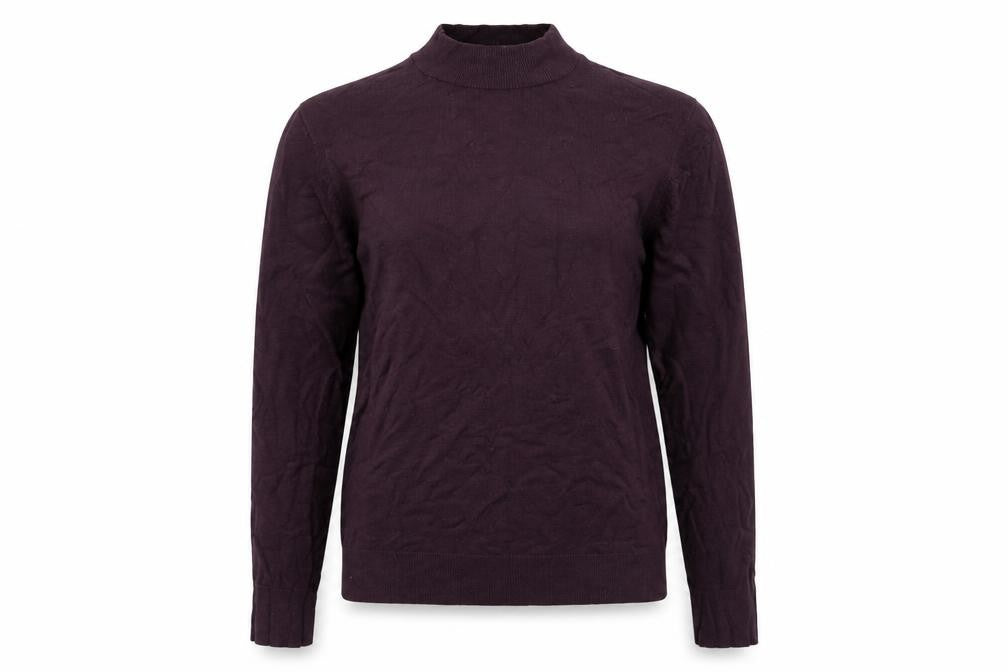 Front view of Warehouse Women's Purple Mock Neck Jumper, size 12