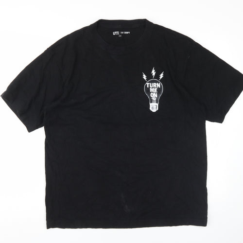 Uniqlo Men's Black XL Graphic Quote T-Shirt
