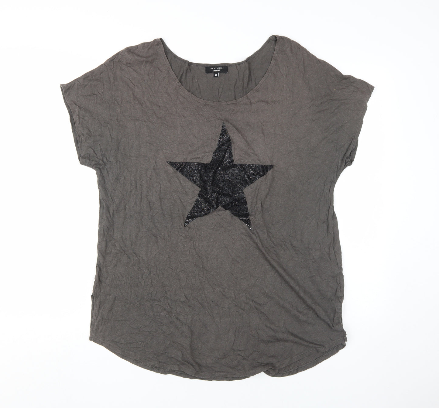 New Look Women's Grey T-Shirt UK 20 Classic Style