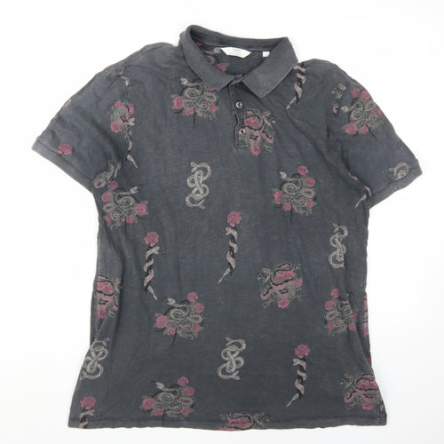Next L Men's Dark Graphic Cotton Polo