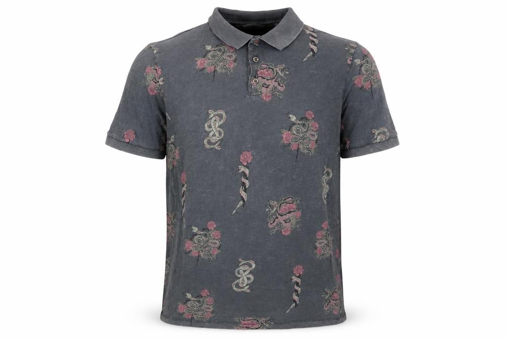 Front view of Next L Men's Dark Graphic Cotton Polo