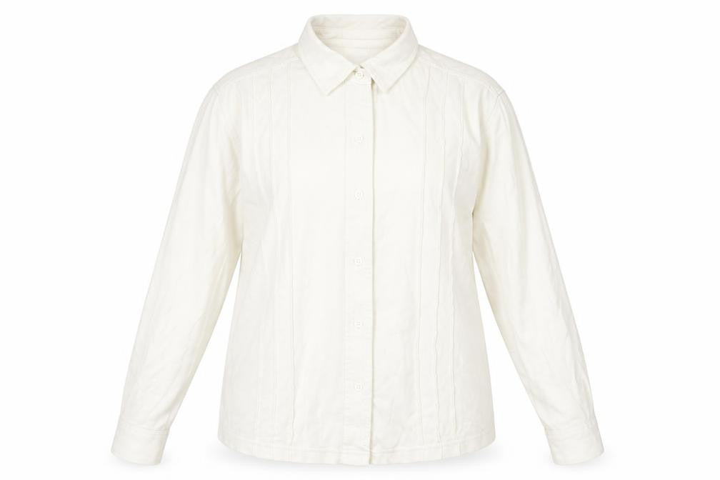 Front view of Damart Women’s Ivory Button-Up Shirt, size UK 12
