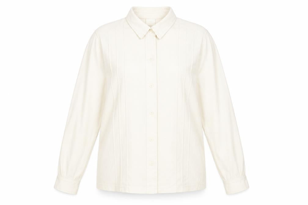 Front view of Damart Women's Ivory Button-Up Shirt, size 10