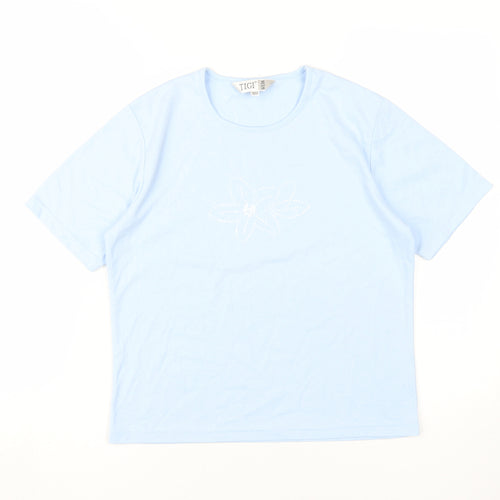 TIGI Women's Blue Basic T-Shirt, Size M, Casual Wear