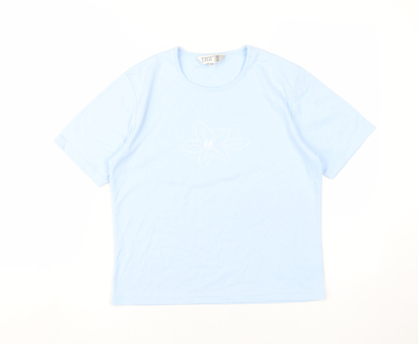 TIGI Women's Blue Basic T-Shirt, Size M, Casual Wear