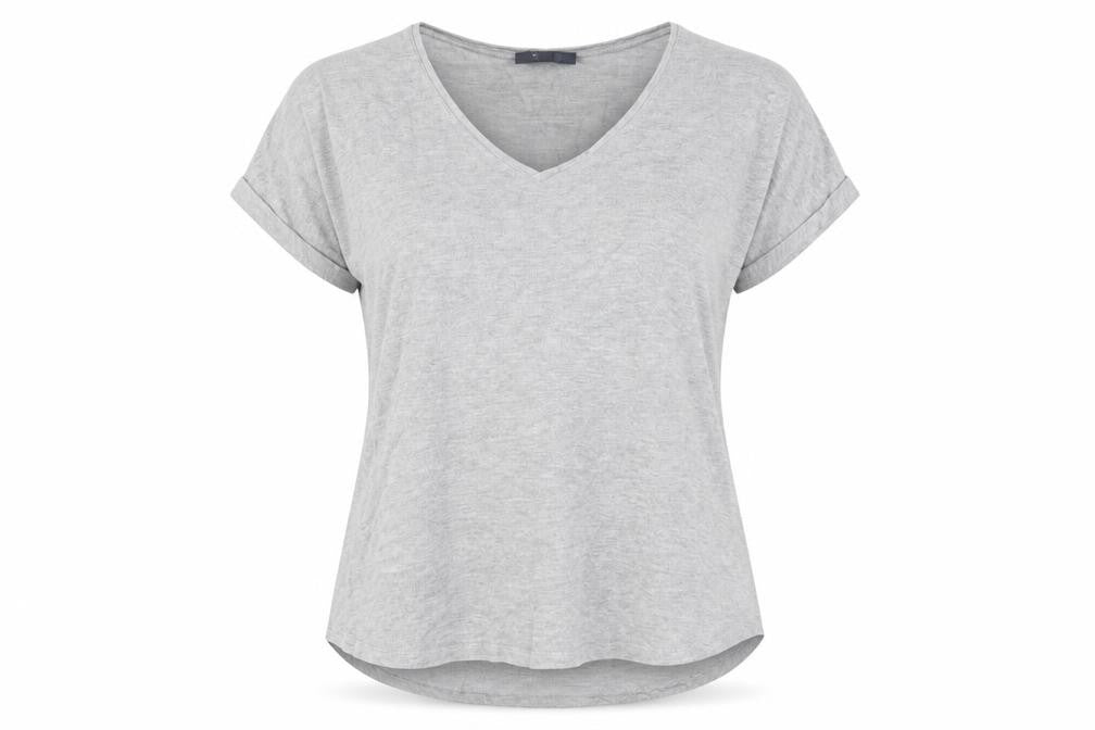 SOSANDAR Women's Grey V-Neck Jersey T-Shirt Size 10