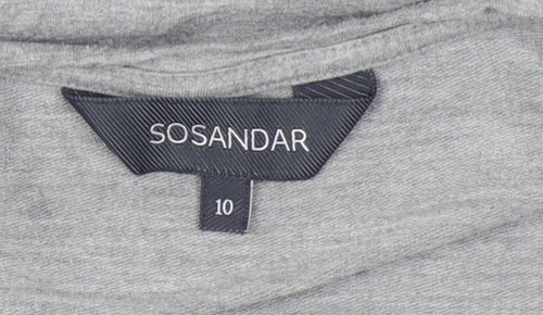 SOSANDAR Women's Grey V-Neck Jersey T-Shirt Size 10