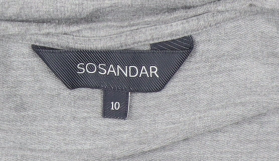 SOSANDAR Women's Grey V-Neck Jersey T-Shirt Size 10