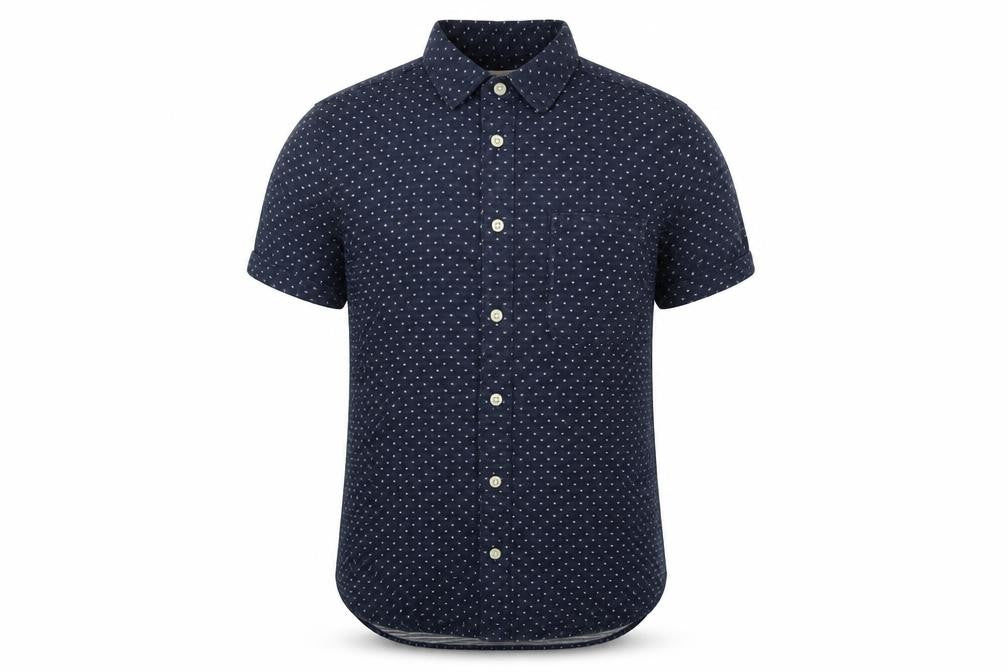 Front view of Topman Men's Blue S Graphic Print Casual Shirt