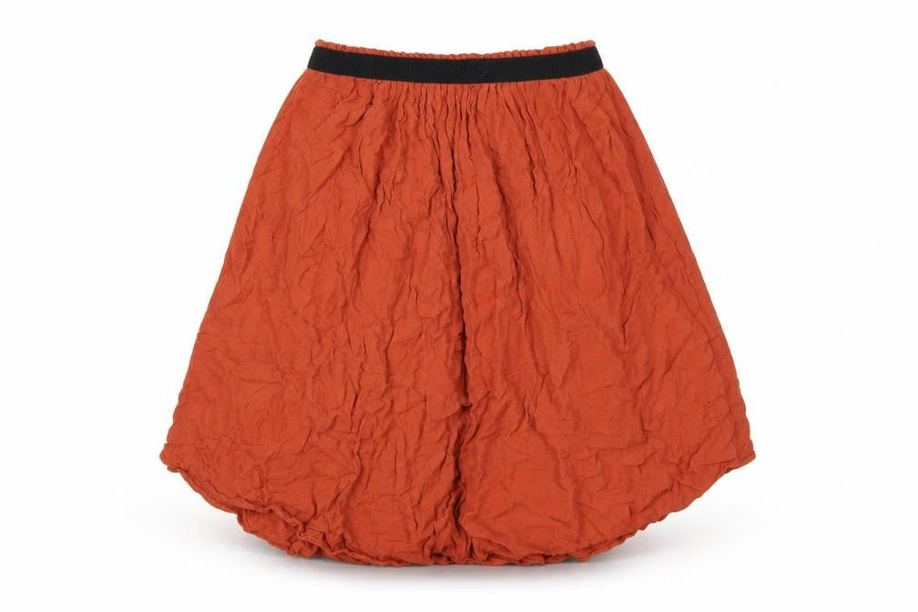 Front view of H&M Women's Red Bubble Hem Midi Skirt, size 12