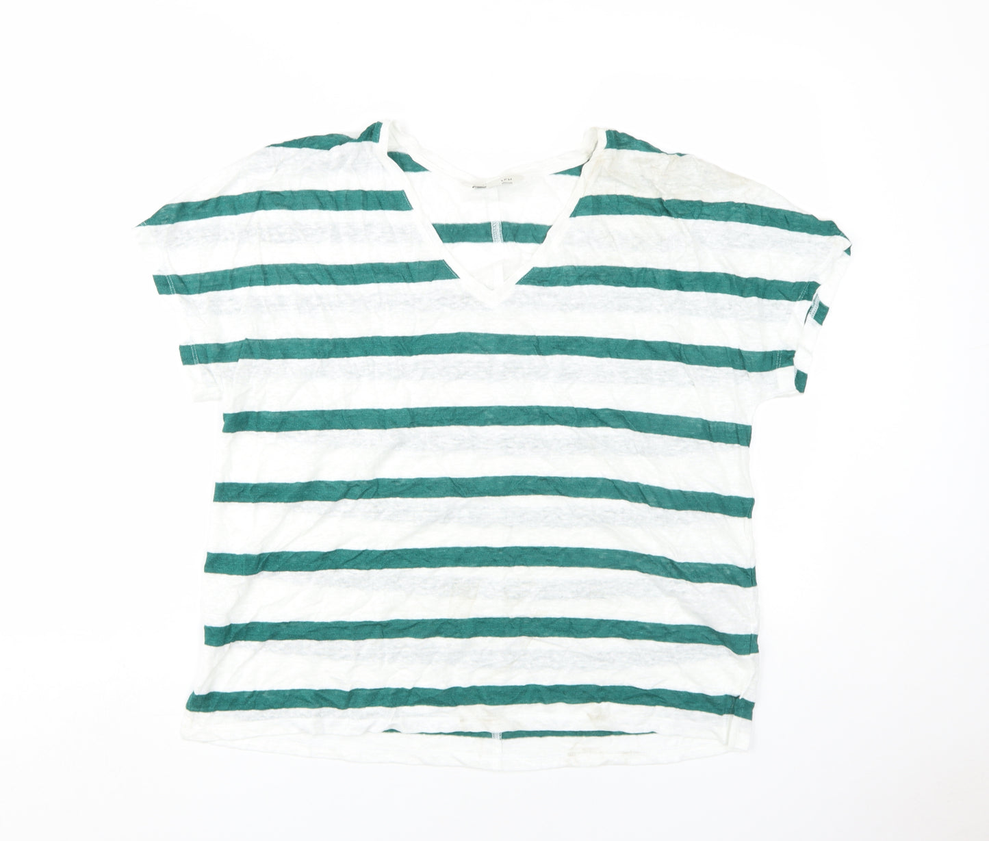 Marks and Spencer Women’s Striped White Linen T-Shirt, Size 16