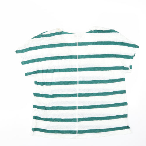 Marks and Spencer Women’s Striped White Linen T-Shirt, Size 16