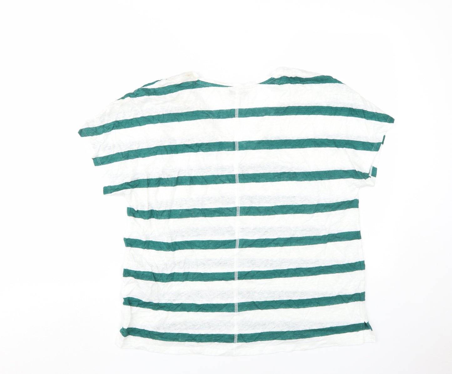 Marks and Spencer Women’s Striped White Linen T-Shirt, Size 16
