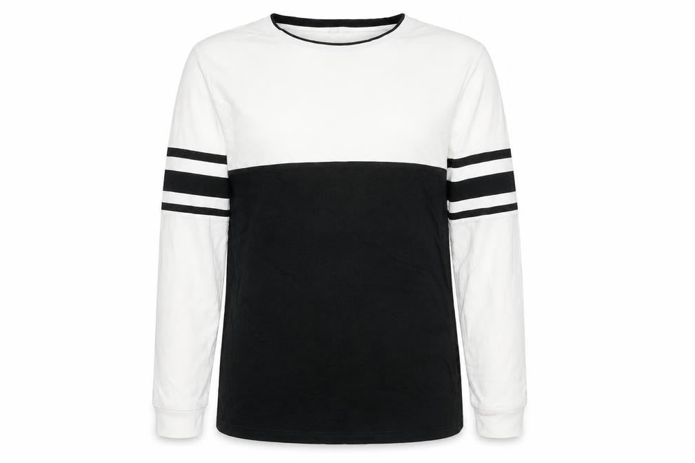 Front view of Marks & Spencer boys’ colourblock long sleeve pullover 12-13