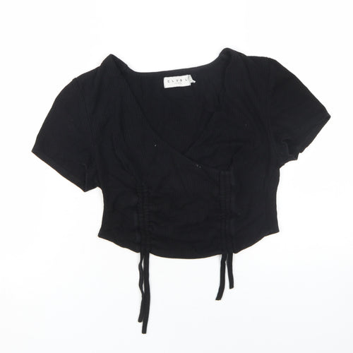 Club L London Black Cropped Blouse Women Size 12