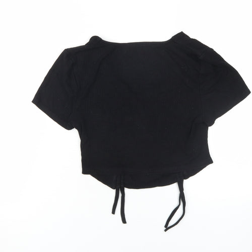 Club L London Black Cropped Blouse Women Size 12