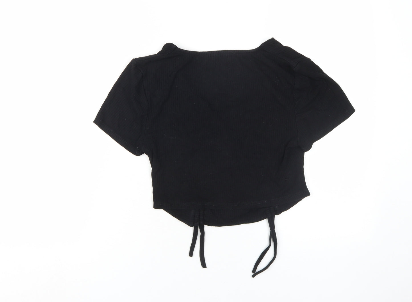 Club L London Black Cropped Blouse Women Size 12
