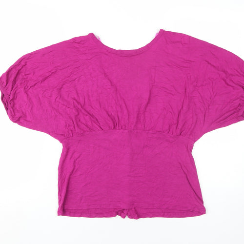 MK Women's Purple Button-Up V-Neck Top Size 16